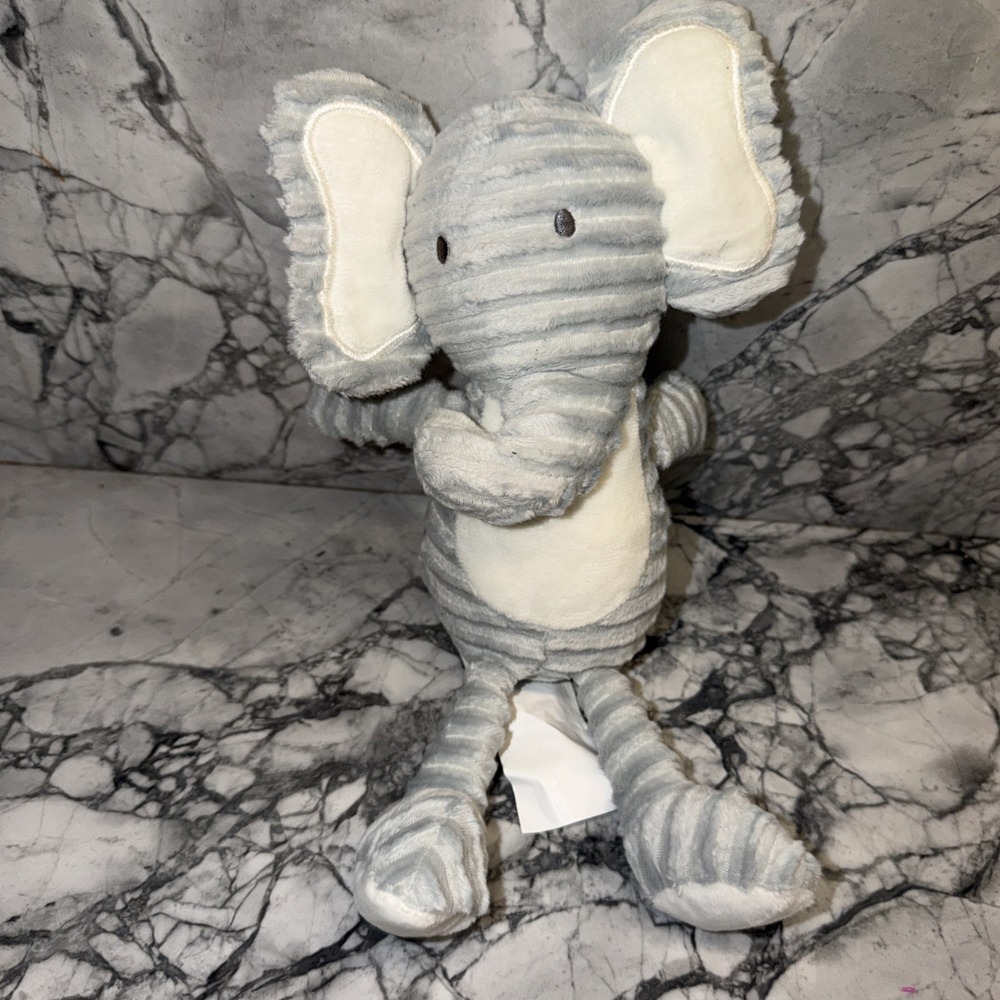 Chick Pea Plush Elephant Lovie Gray/White Ears Tummy Textured Chenille (11")